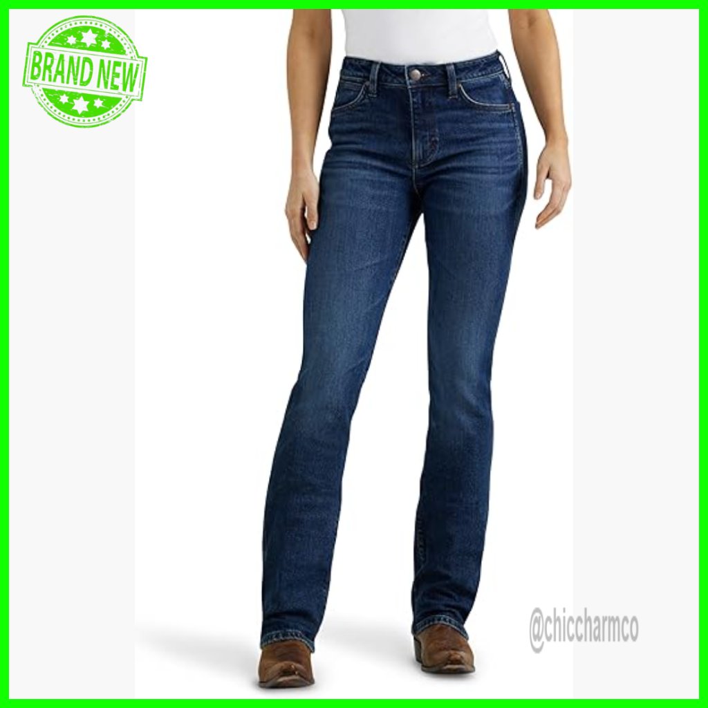 High Rise Bootcut Jeans Stretch Denim 5 Pocket 32 Inseam